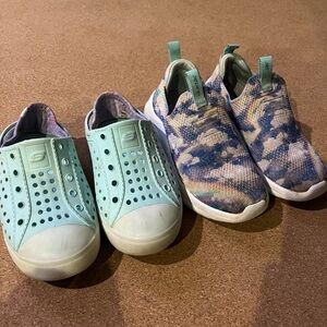 Skechers Kids' Mint and Rainbow Slip-On Sneakers